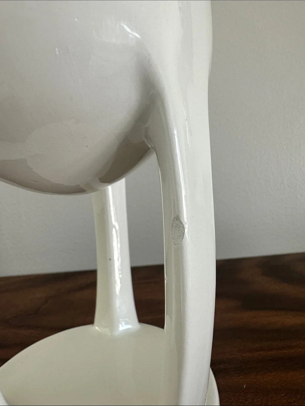 Vintage MCM Sculptural White Ceramic  “Tri Pour” Pottery Vase/Cup